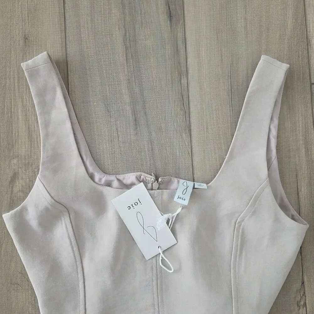 Joie Cream Sleeveless A-Line Square Neck Soft Fit & Flare Midi Dress Women Sz 6 - Picture 4 of 7